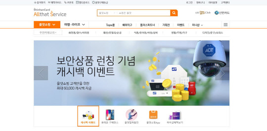 신한카드 홈페이지 캡처